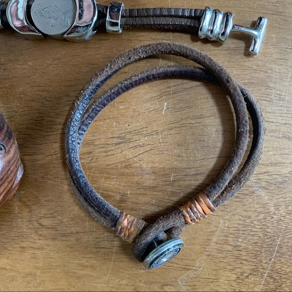 Leather Silver & Wooden Bracelets - Picture 2 of 5